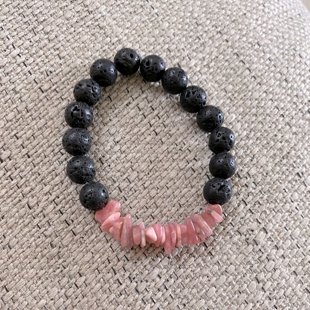 Lava stone Rhodochrosite diffuser bracelet